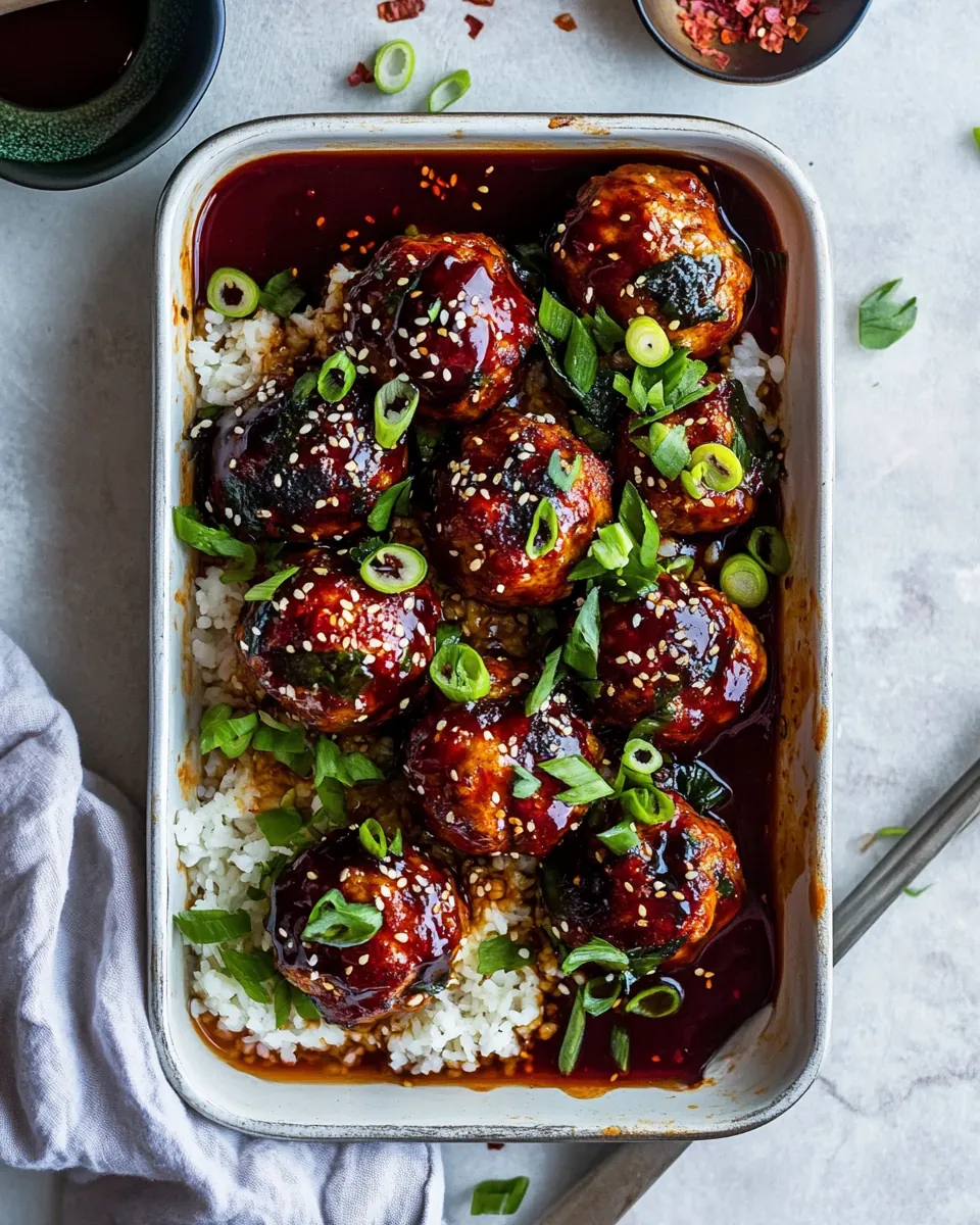 Sheet Pan Sticky Gochujang Chicken Meatballs