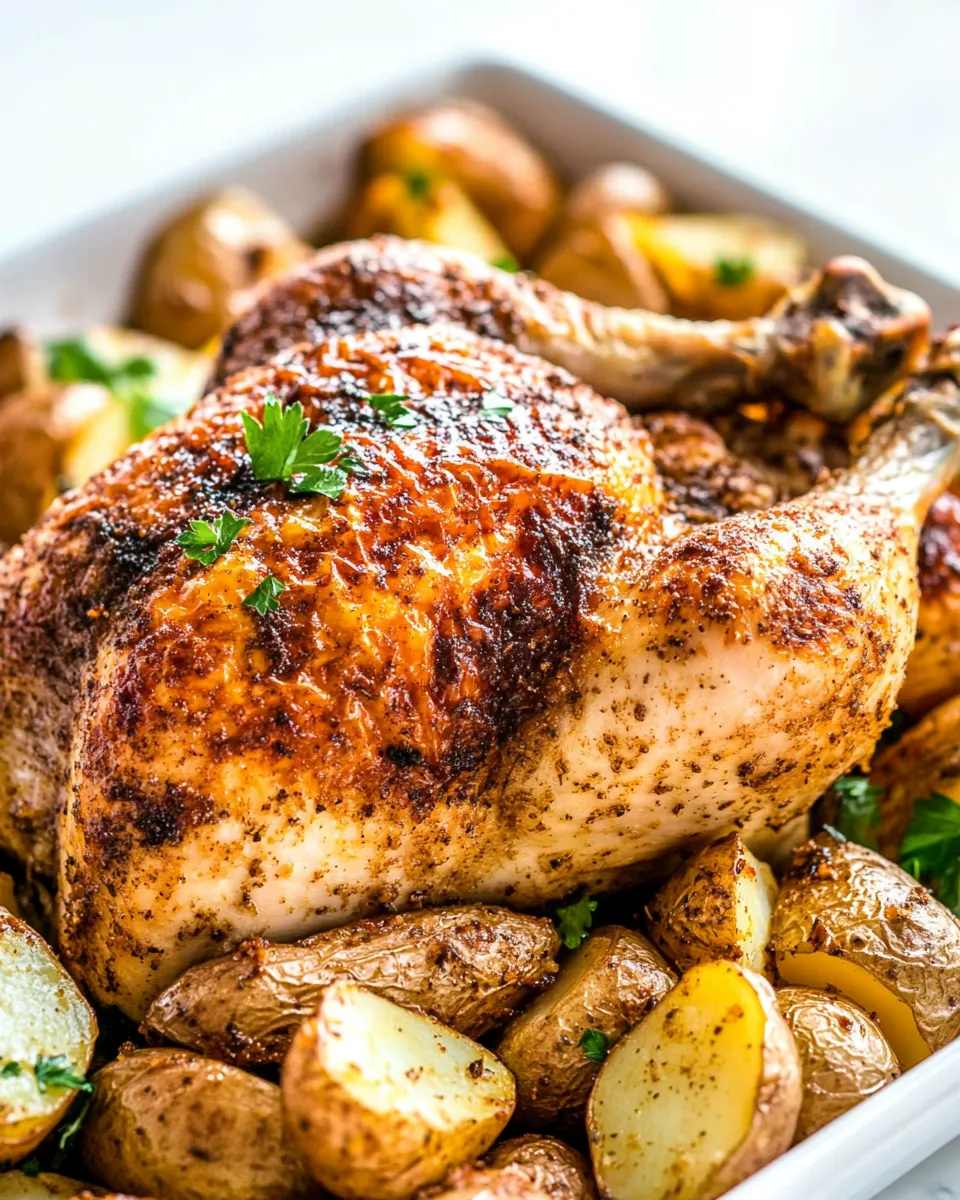 Sheet Pan Whole Roasted Chicken and Potatoes