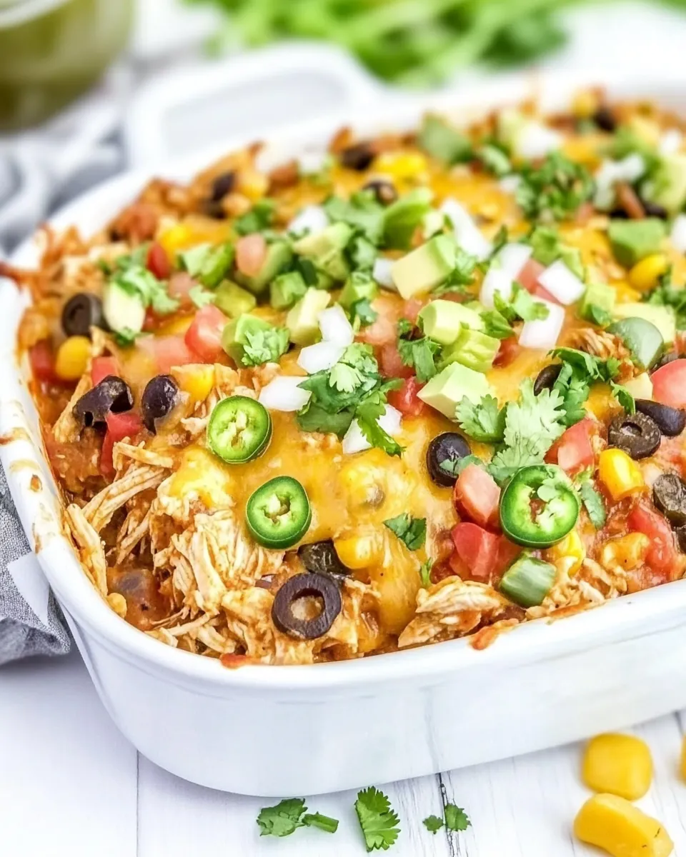 Shredded Mexican Chicken Casserole