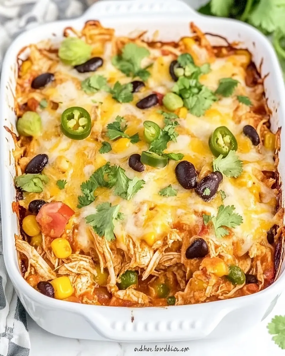 Shredded Mexican Chicken Casserole
