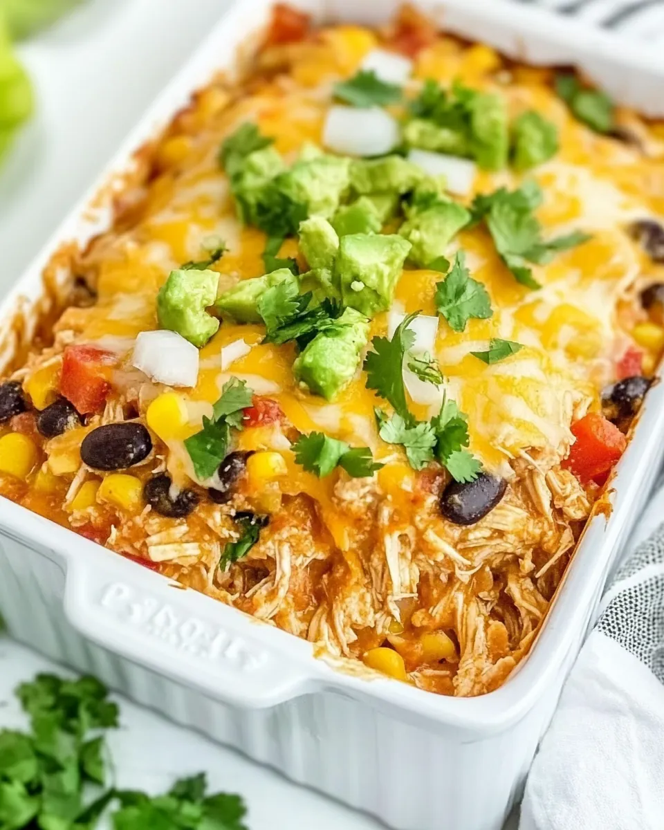 Shredded Mexican Chicken Casserole