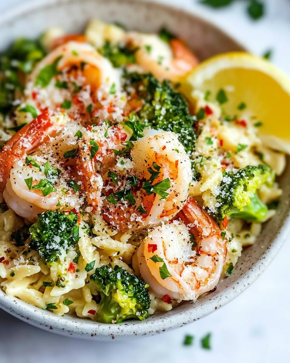 Shrimp Scampi with Broccoli Orzo