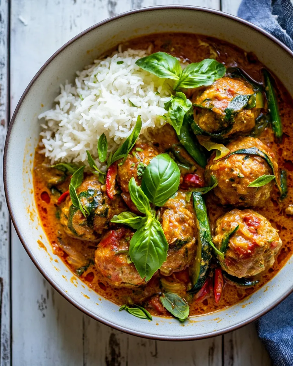 Simple Thai Chicken Zucchini Meatball Curry