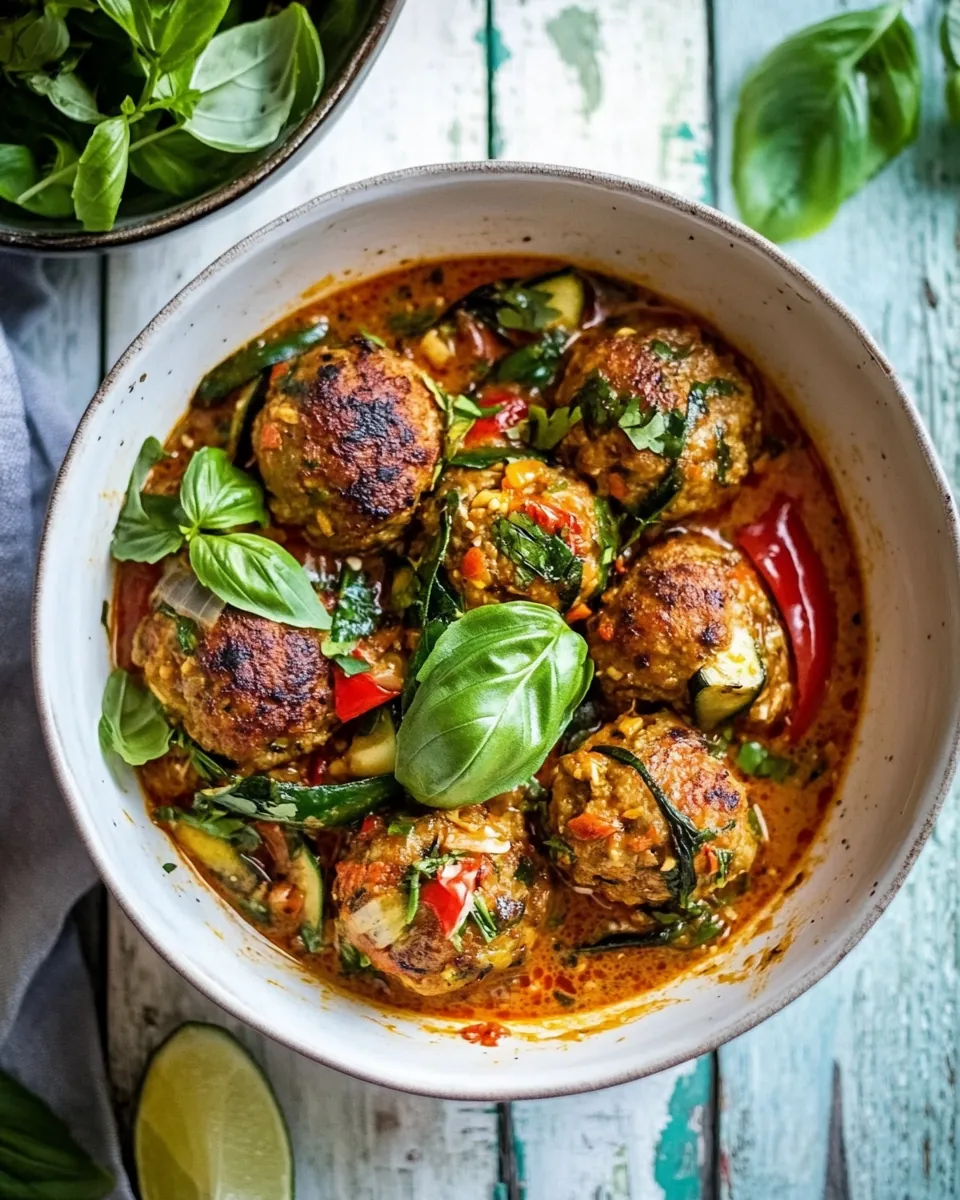 Simple Thai Chicken Zucchini Meatball Curry