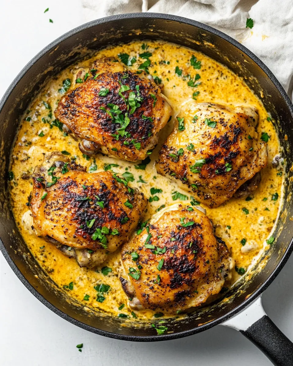 Skillet Chicken Thighs with Cream Sauce