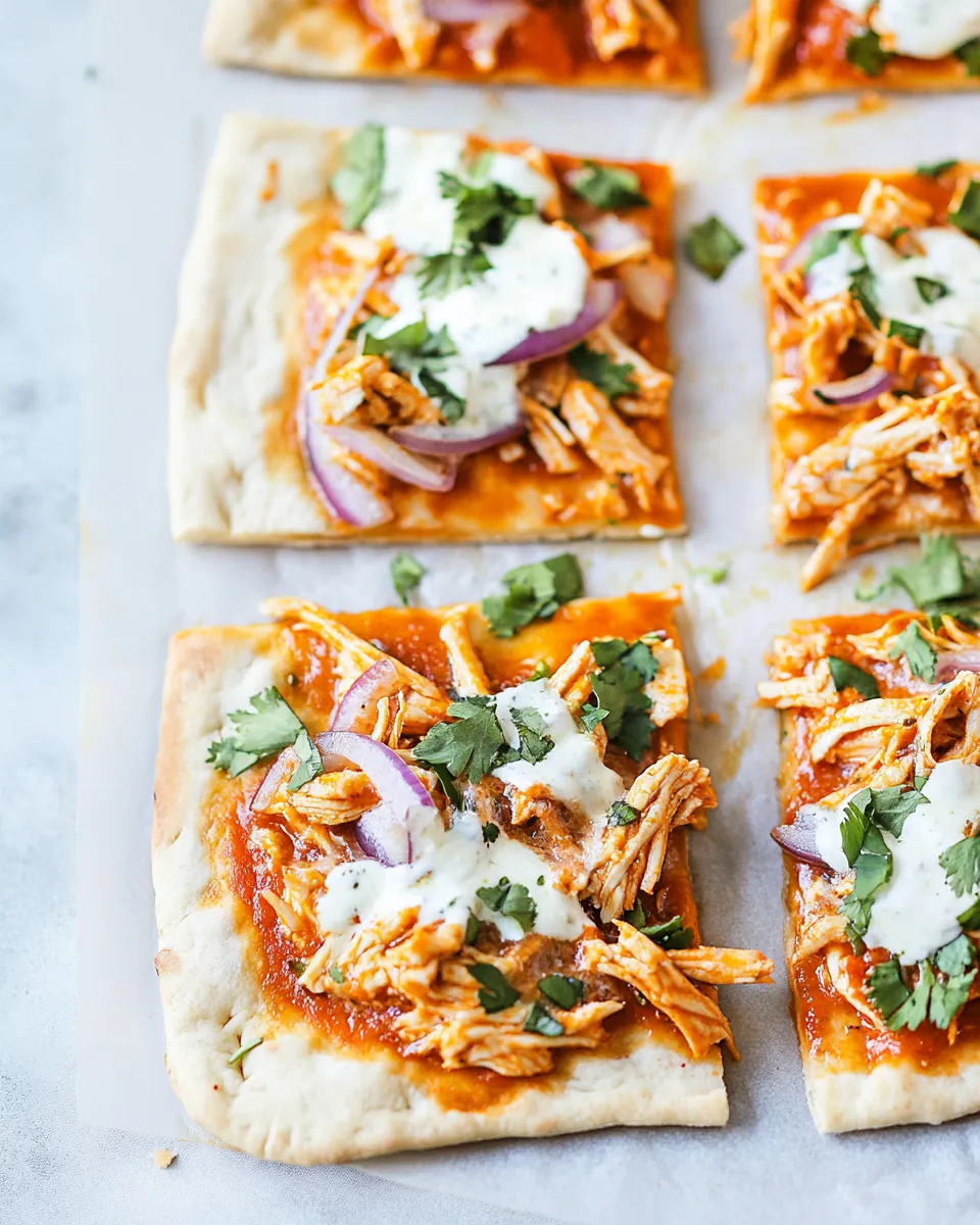 Skinny Buffalo Chicken Flatbread Pizza