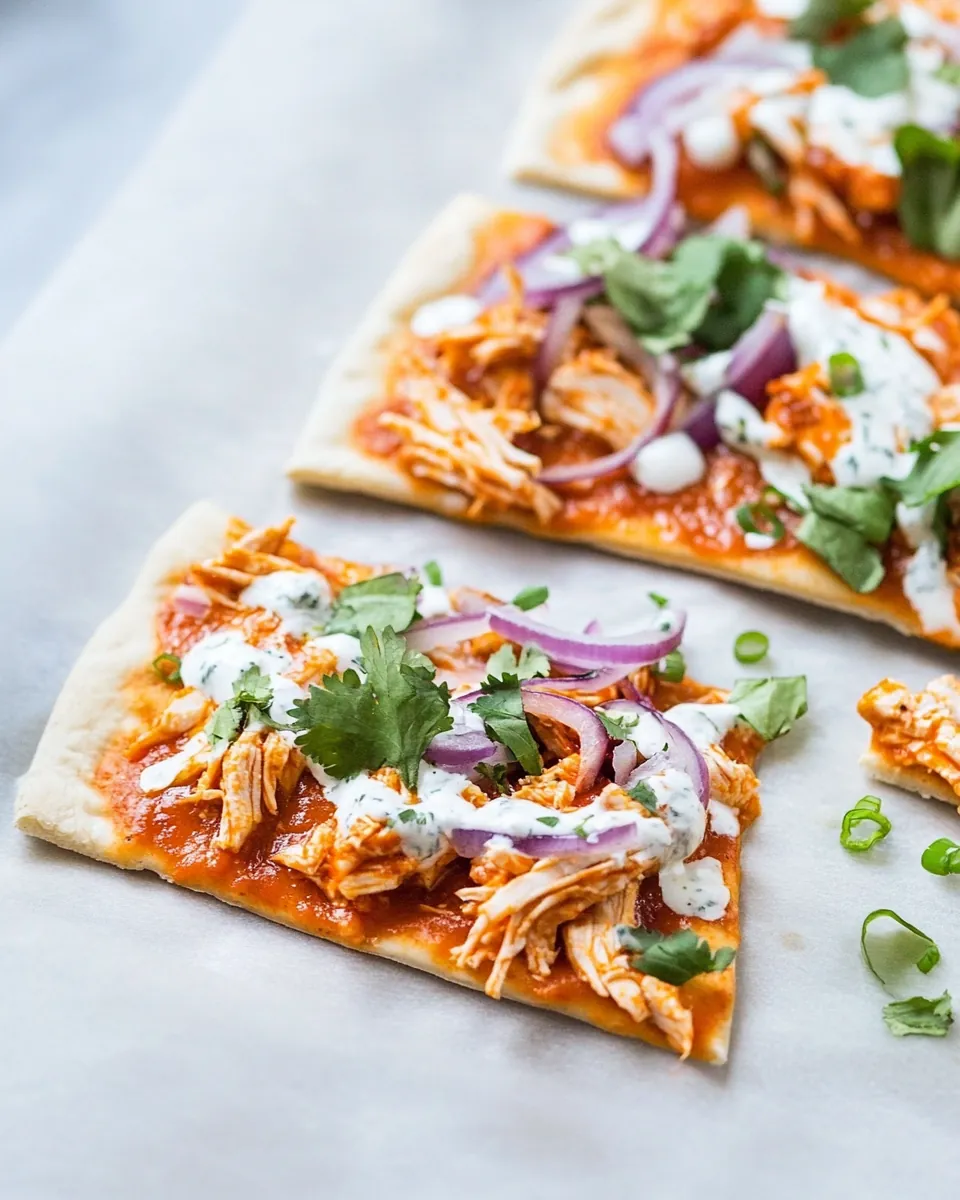 Skinny Buffalo Chicken Flatbread Pizza