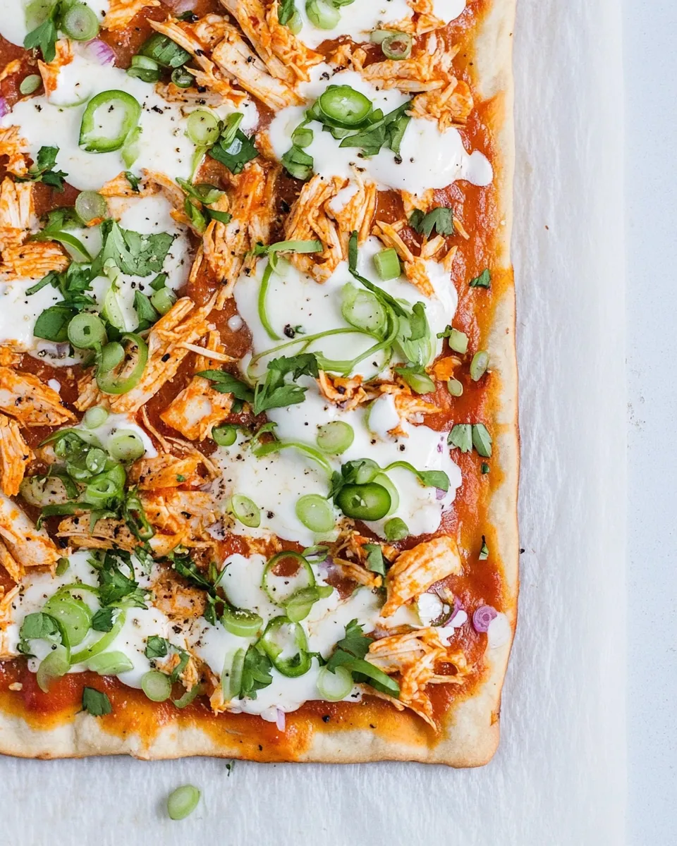 Skinny Buffalo Chicken Flatbread Pizza