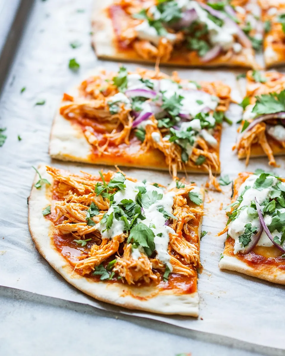 Skinny Buffalo Chicken Flatbread Pizza