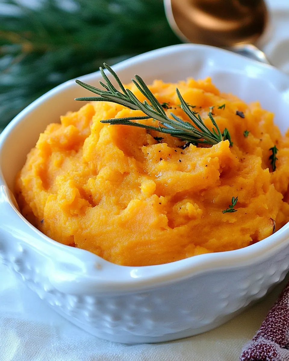 Slow Cooker Garlic Mashed Sweet Potatoes