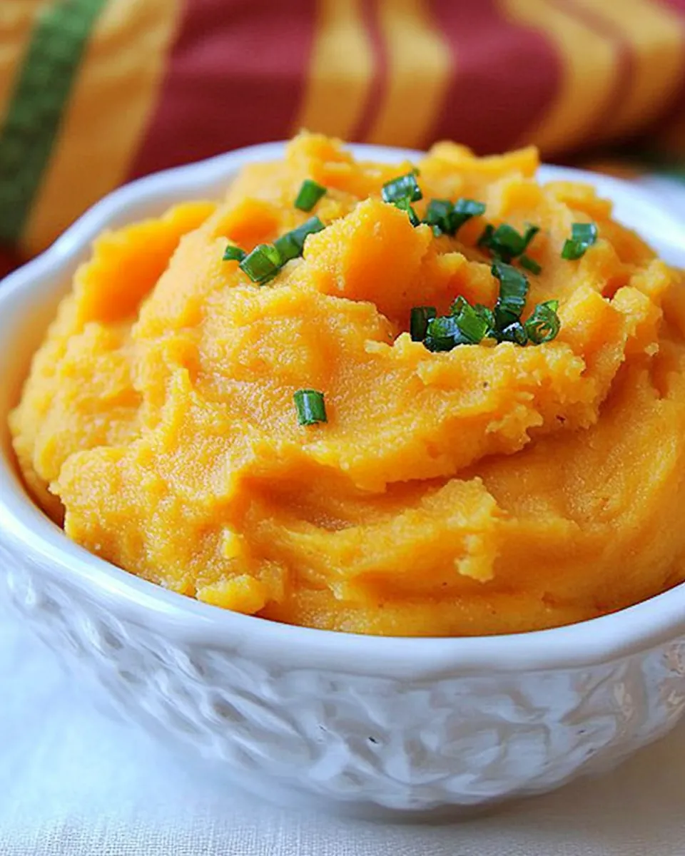 Slow Cooker Garlic Mashed Sweet Potatoes