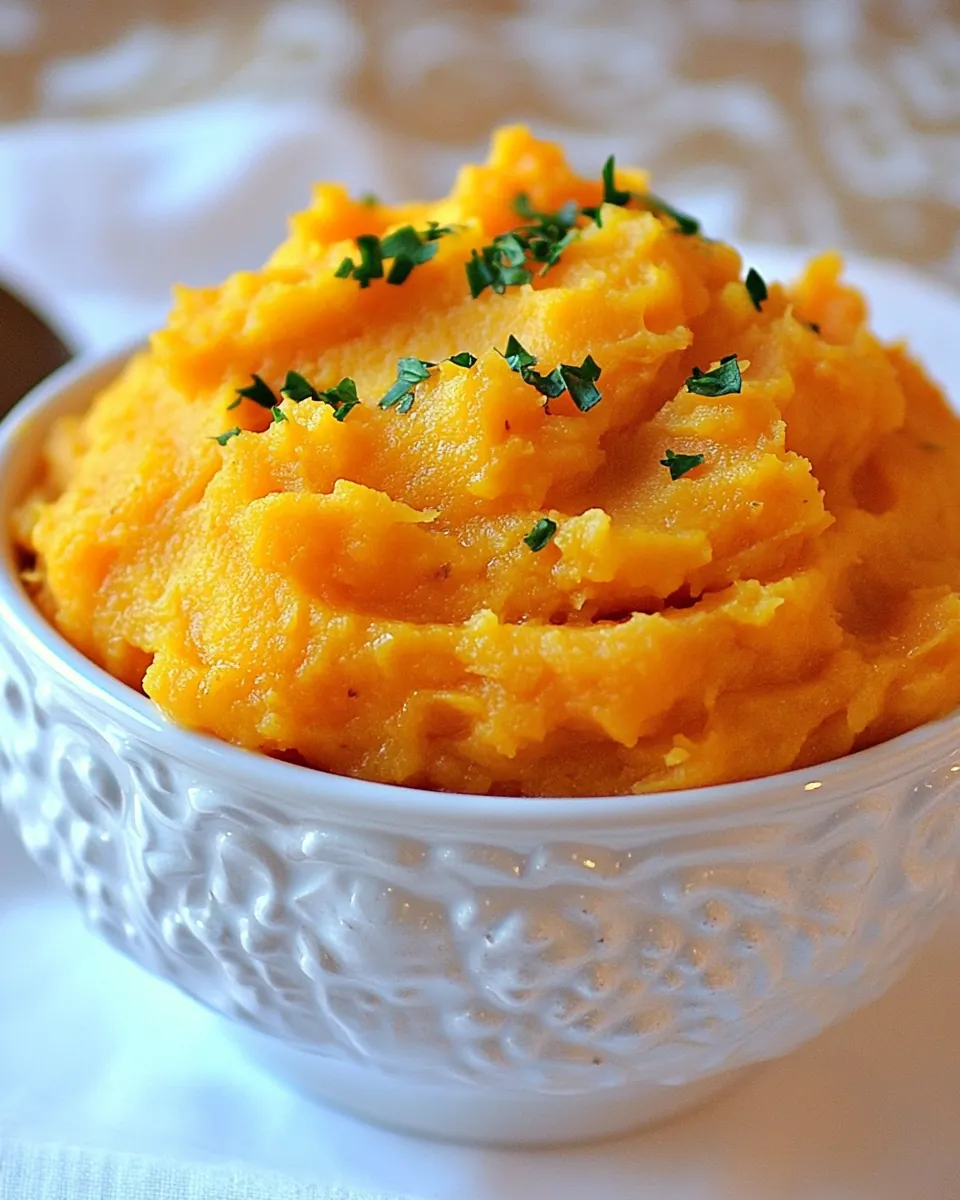 Slow Cooker Garlic Mashed Sweet Potatoes