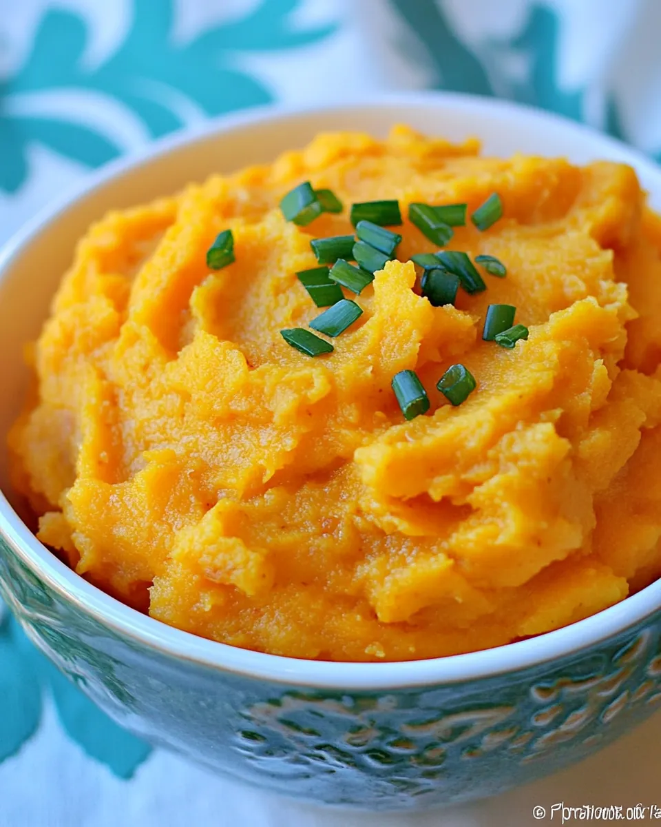 Slow Cooker Garlic Mashed Sweet Potatoes