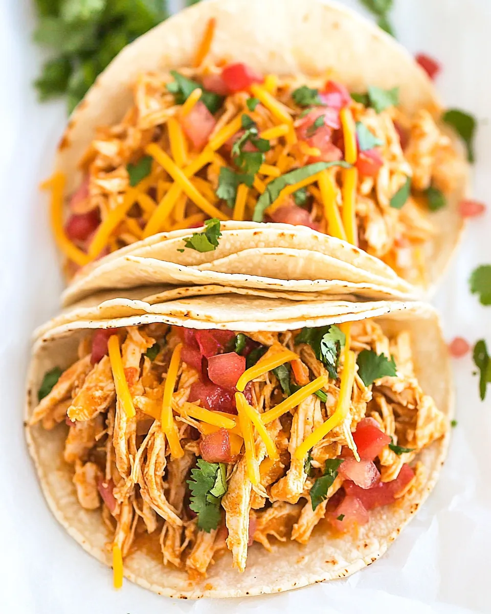 Slow Cooker Queso Chicken Tacos