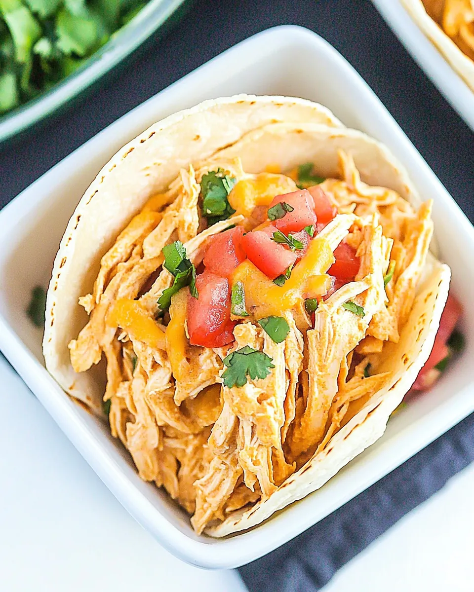 Slow Cooker Queso Chicken Tacos