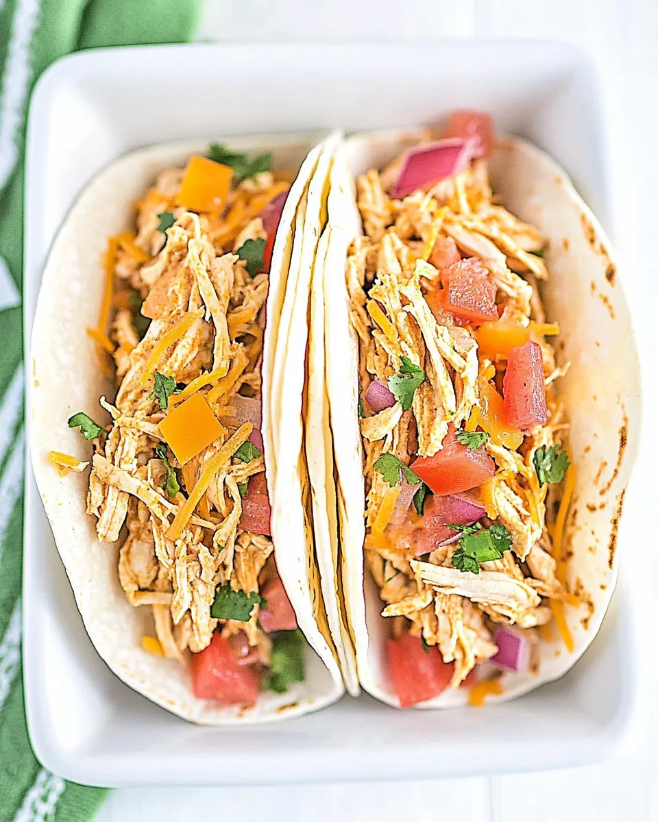 Slow Cooker Queso Chicken Tacos