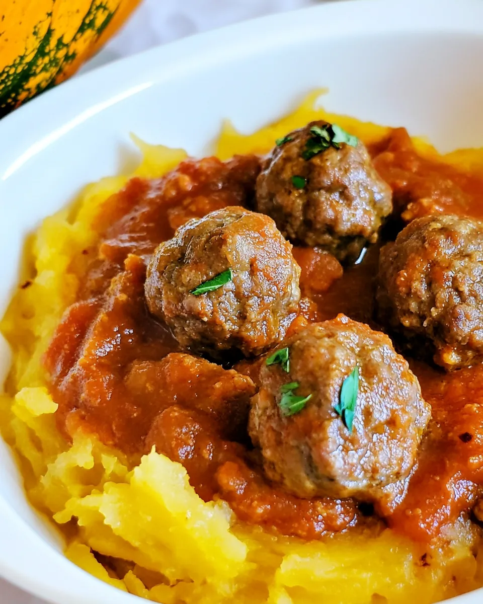 Slow Cooker Spaghetti Squash with Meatballs