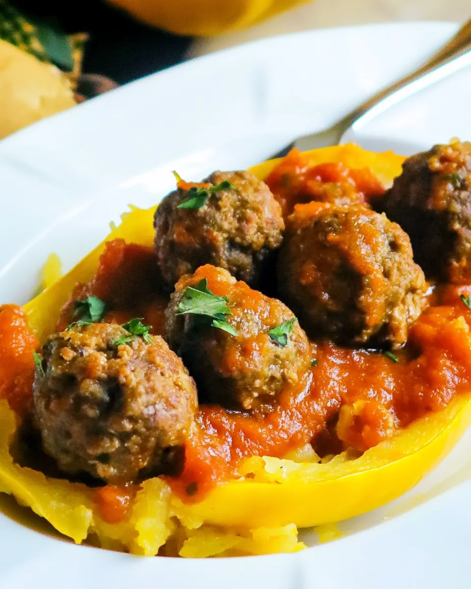 Slow Cooker Spaghetti Squash with Meatballs