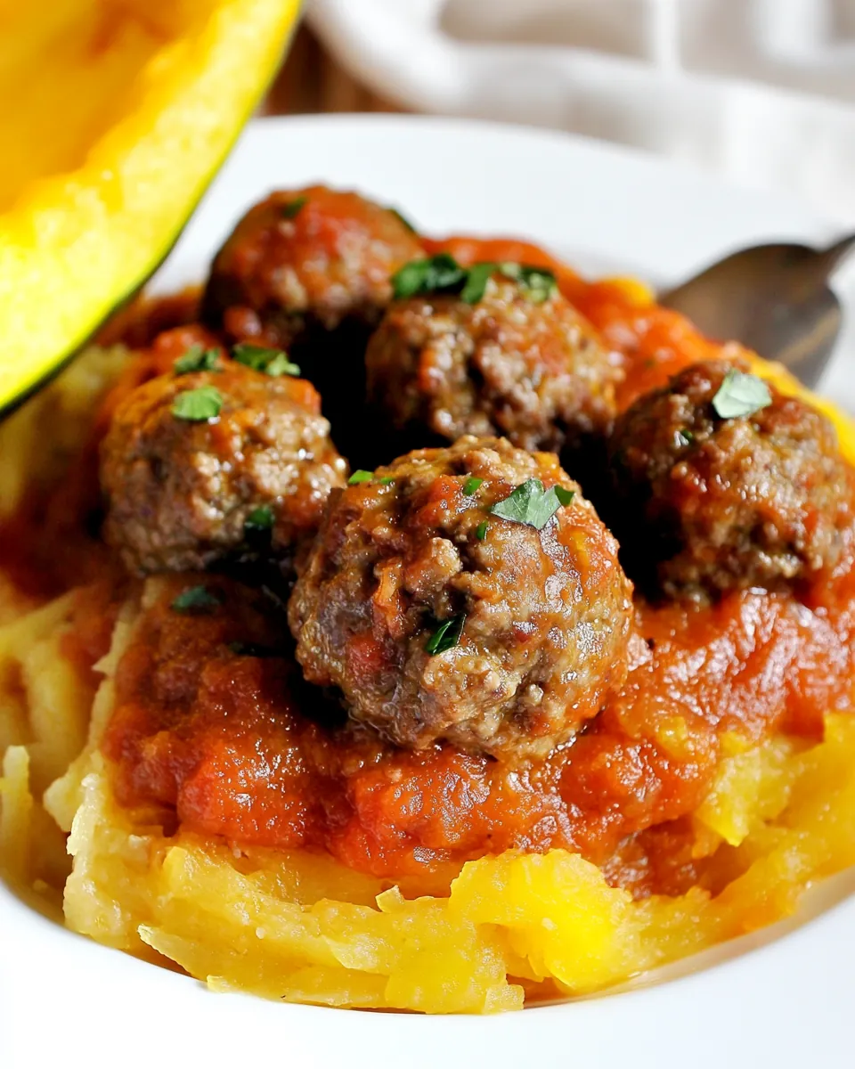 Slow Cooker Spaghetti Squash with Meatballs