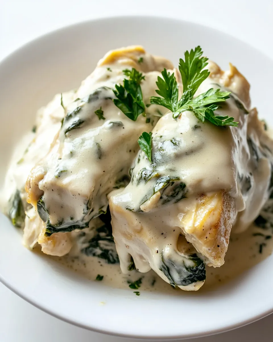 Slow Cooker Spinach Artichoke Chicken