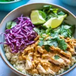 Slow Cooker Thai Peanut Butter Chicken Quinoa Bowls