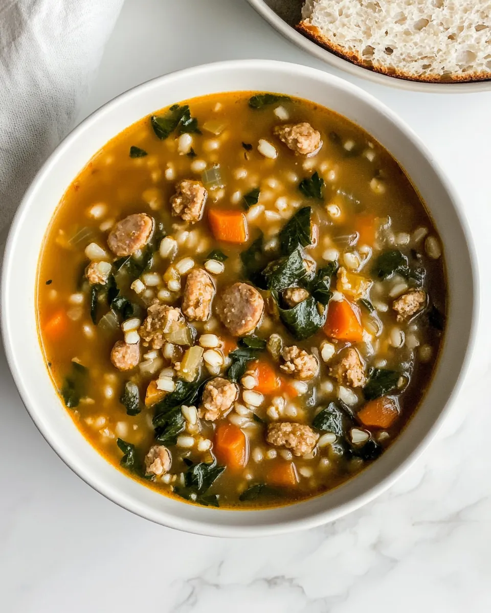 Slow Cooker Turkey Sausage with Barley Soup