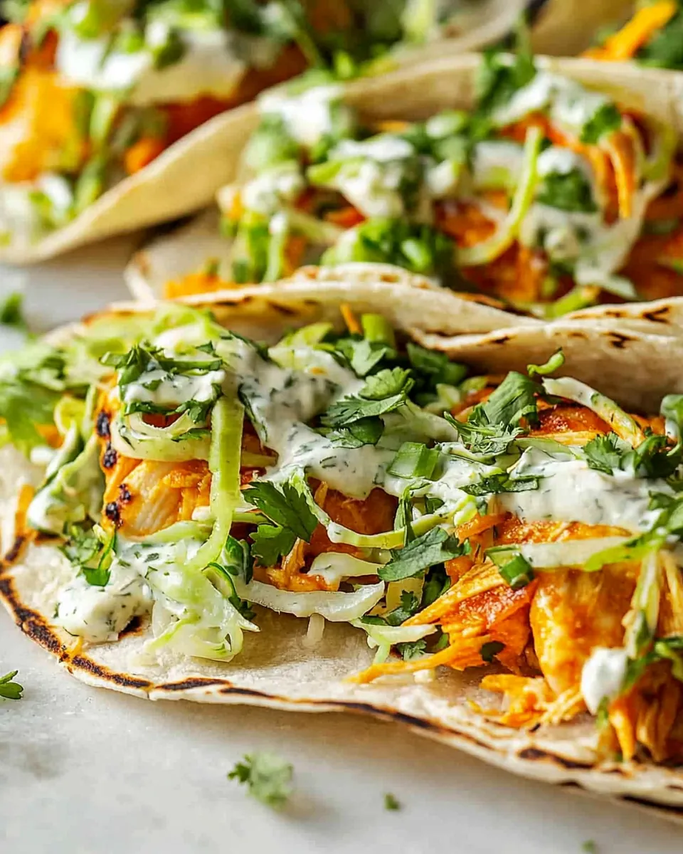 Smashed Buffalo Chicken Tacos