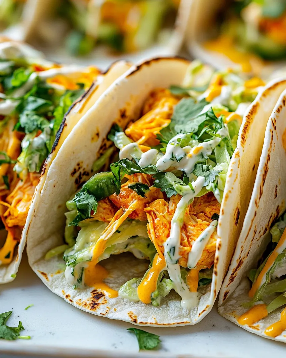 Smashed Buffalo Chicken Tacos