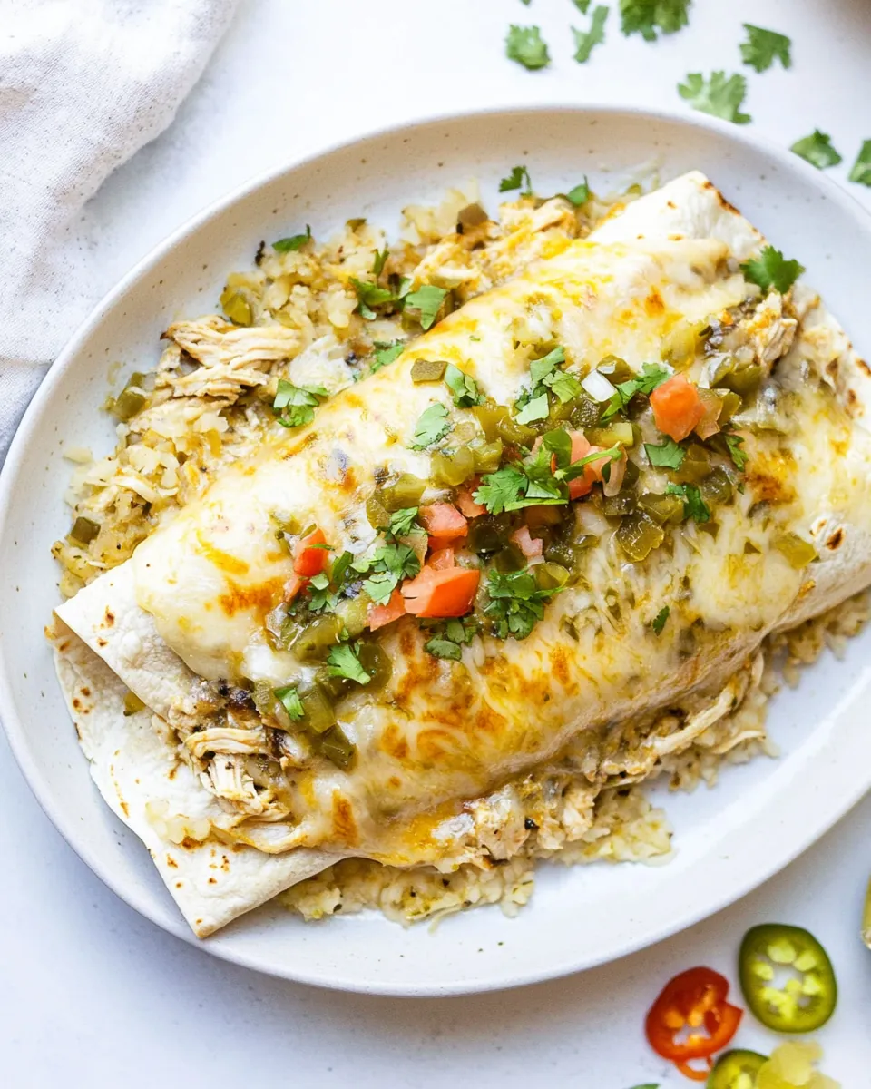 Smothered Green Chile Chicken Burritos