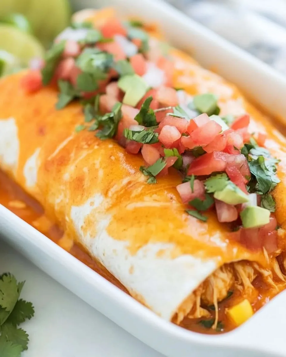 Smothered Shredded Chicken Burritos