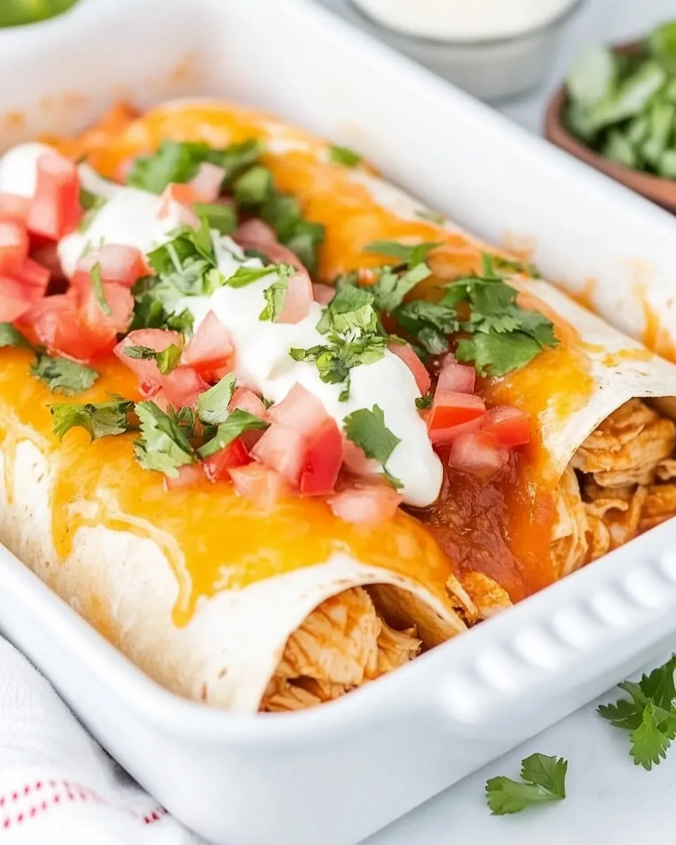 Smothered Shredded Chicken Burritos