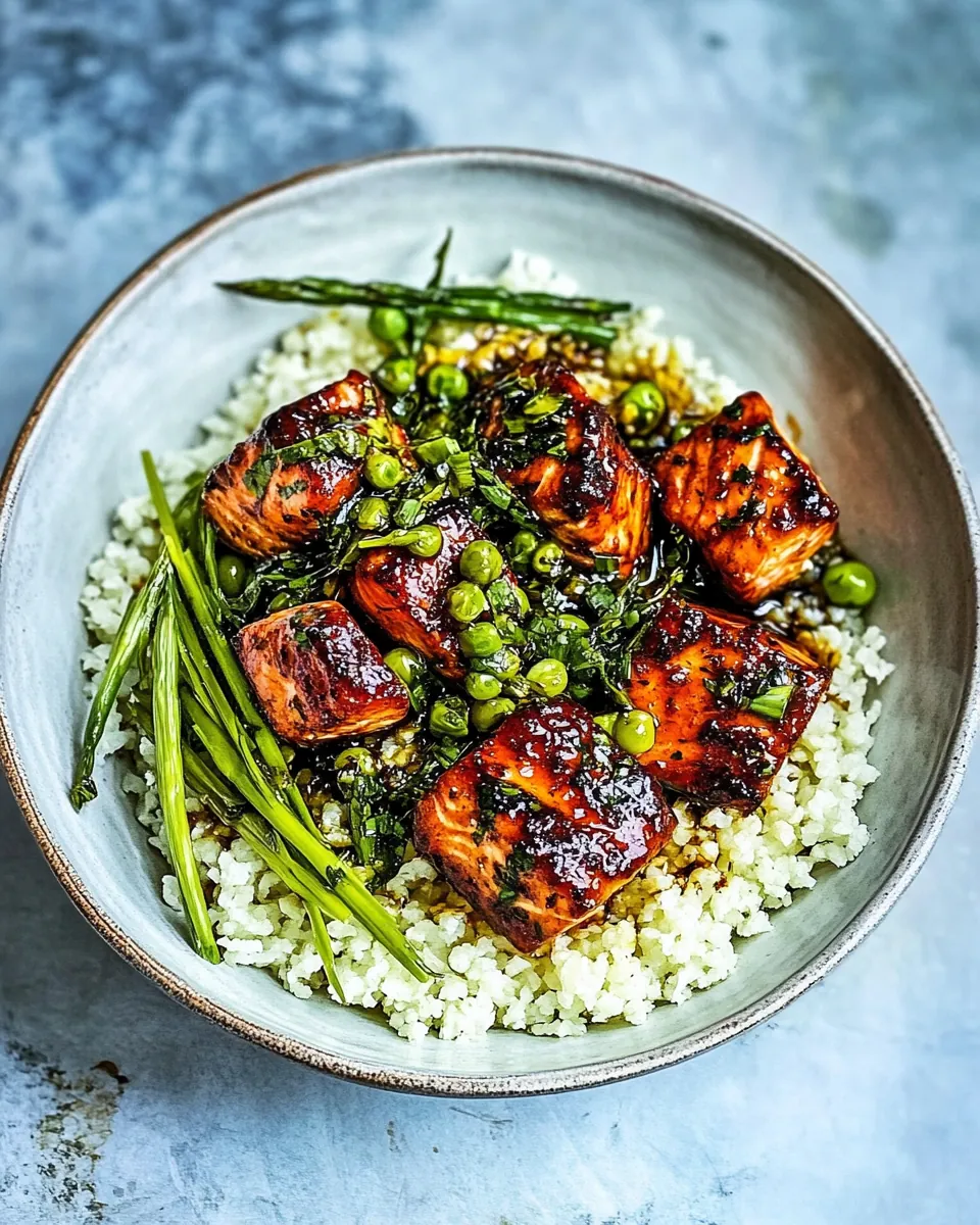 Spicy Honey Balsamic Salmon Bowls