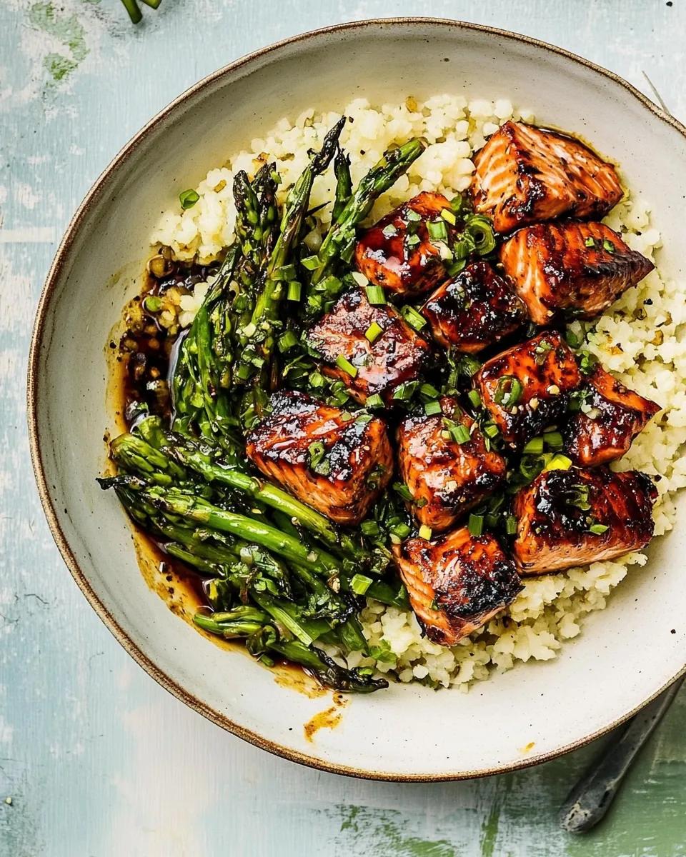 Spicy Honey Balsamic Salmon Bowls