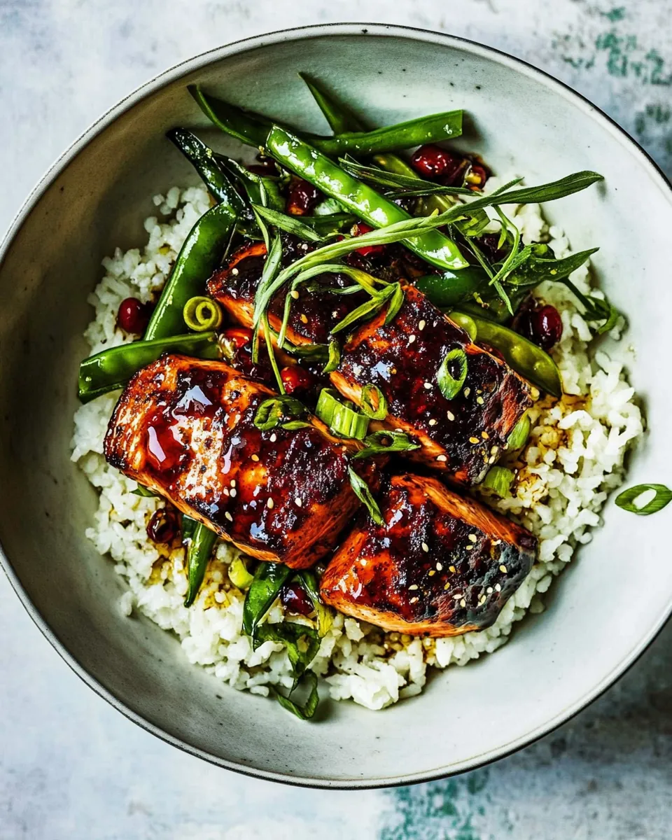 Spicy Honey Balsamic Salmon Bowls