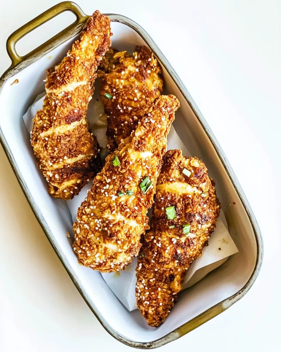 Spicy Honey Mustard Pretzel Chicken Fingers