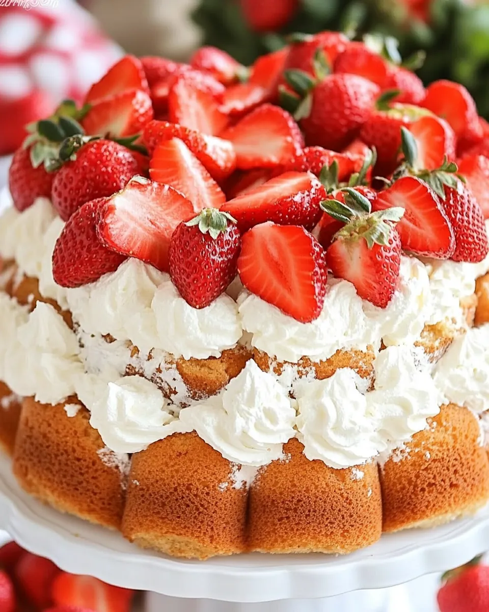 Strawberries and Cream Angel Food Cake