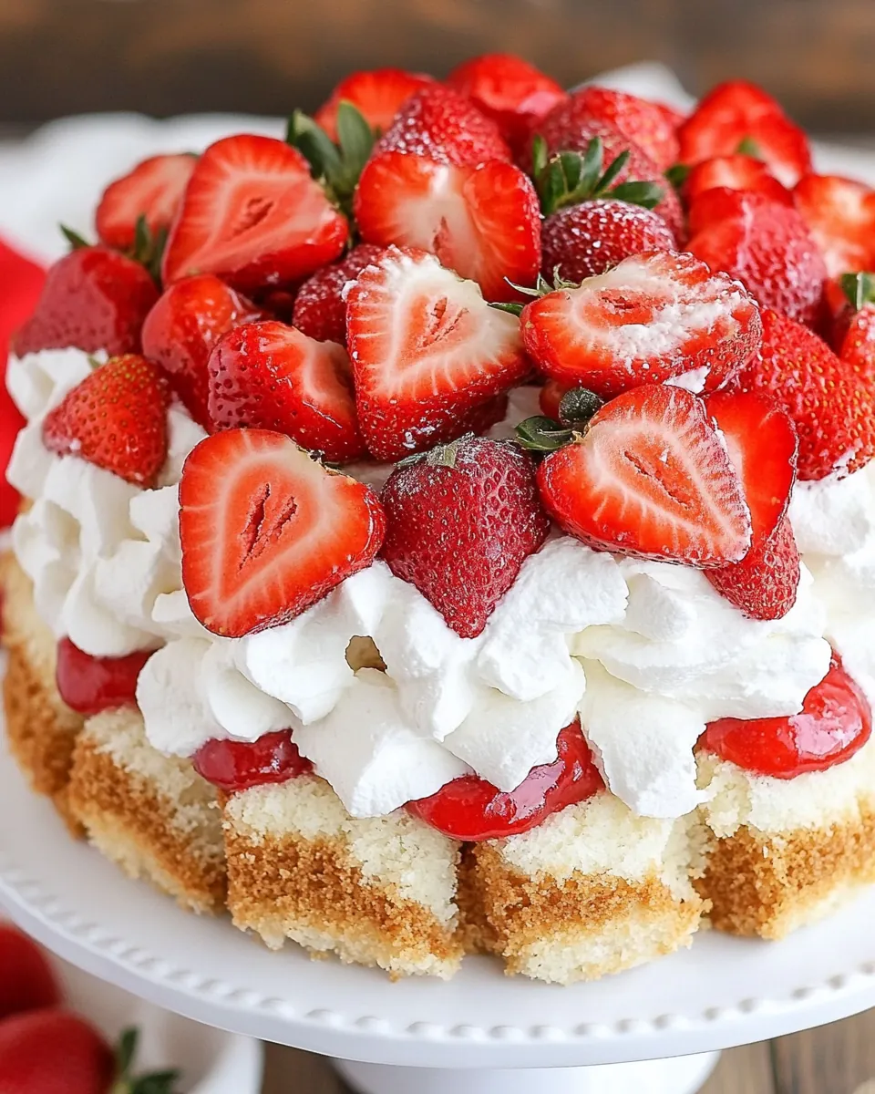 Strawberries and Cream Angel Food Cake