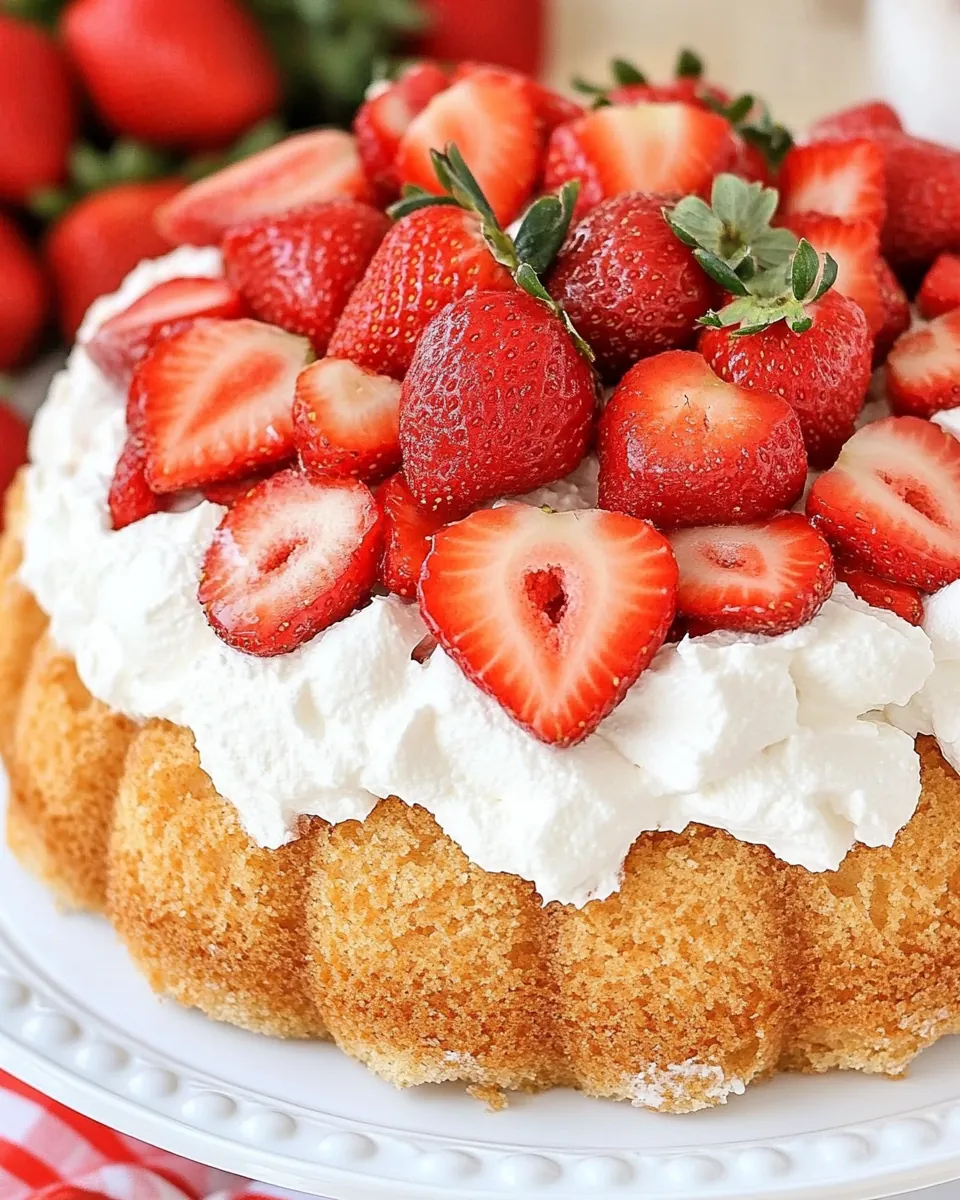 Strawberries and Cream Angel Food Cake