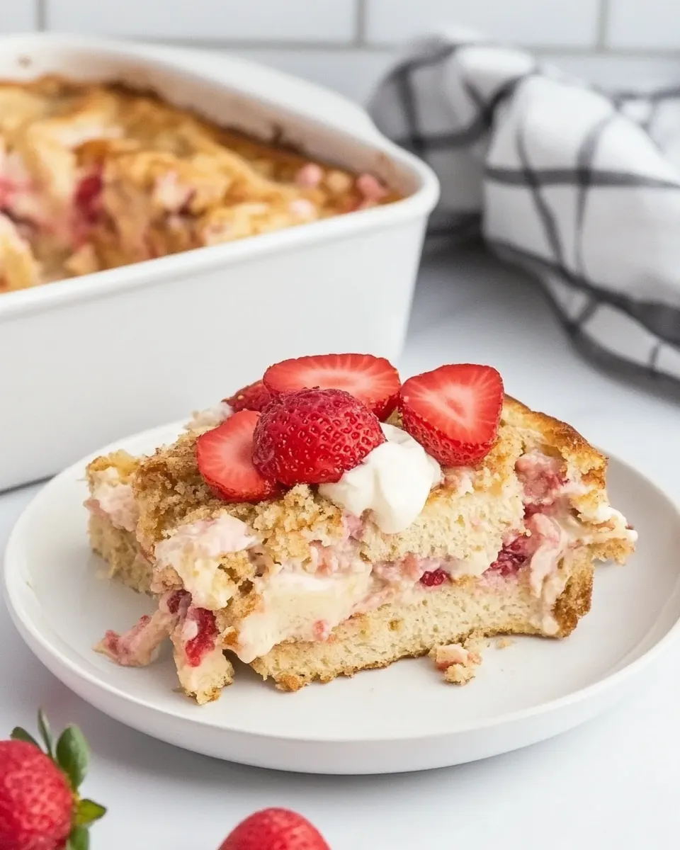 Strawberries and Cream French Toast Casserole