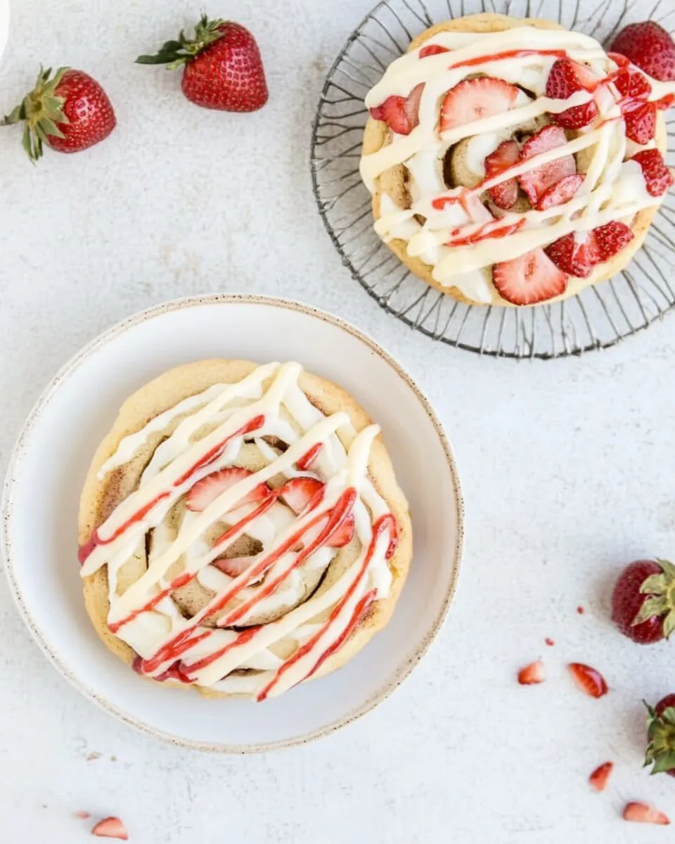Strawberry Cinnamon Roll Cookies