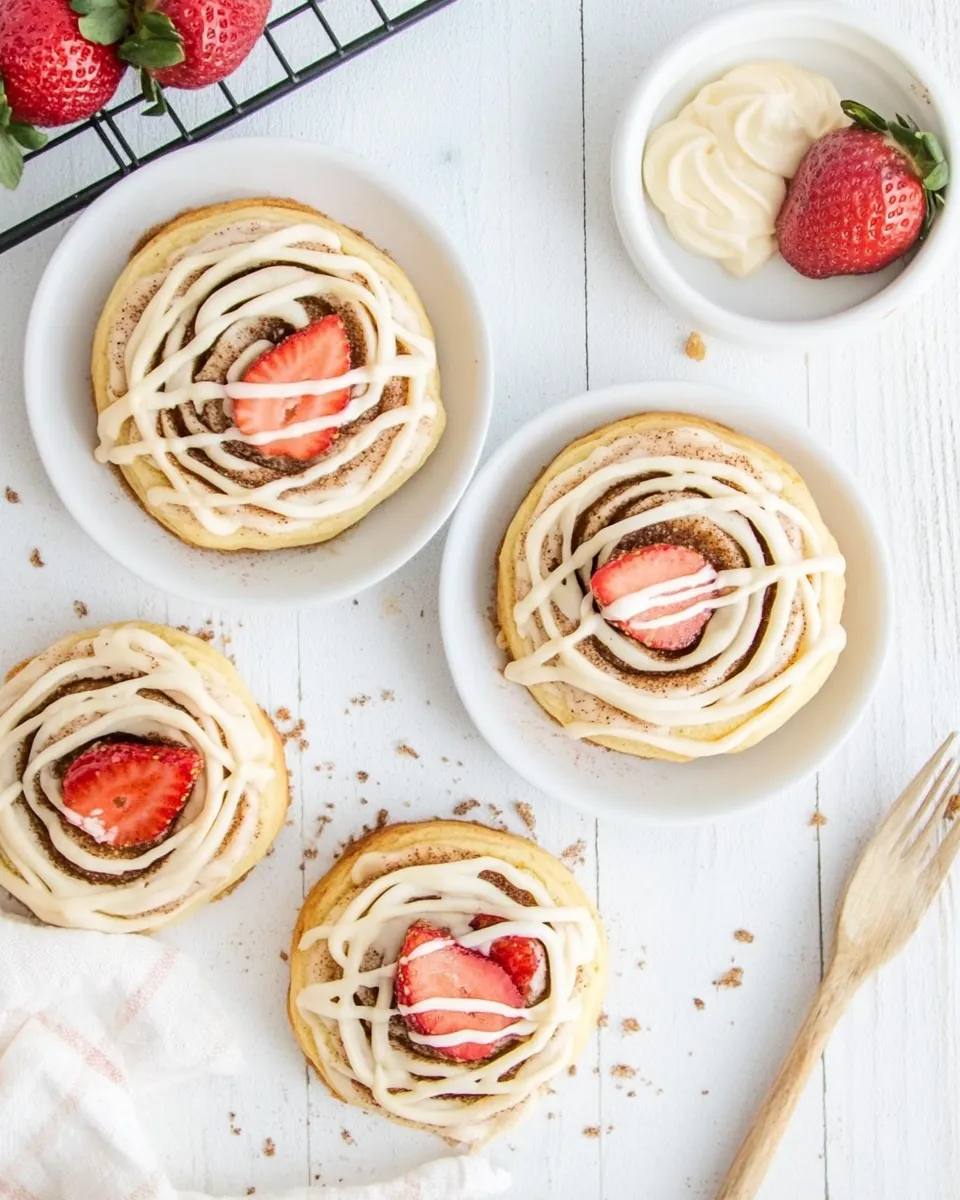 Strawberry Cinnamon Roll Cookies