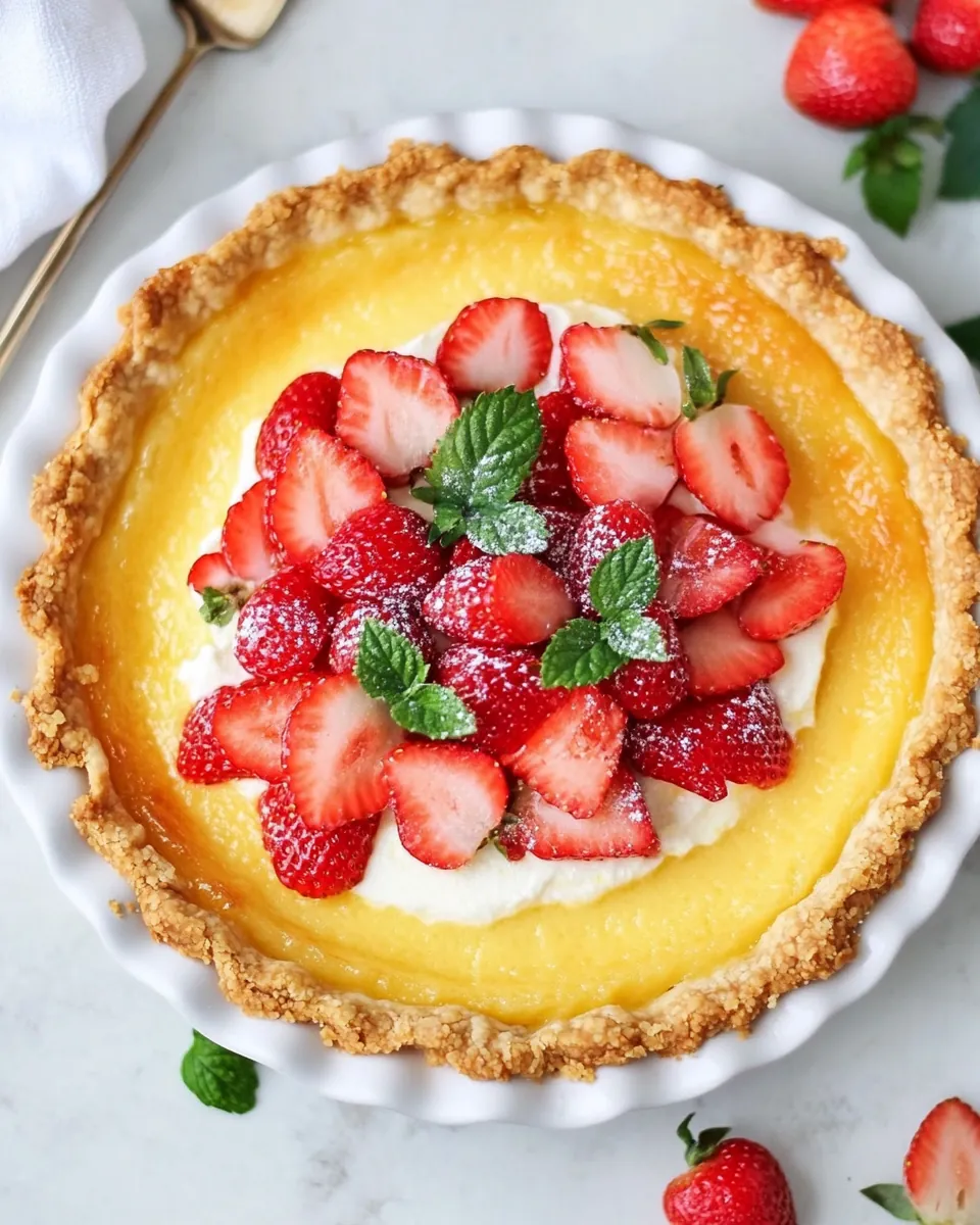 Strawberry Lemon Buttermilk Pie