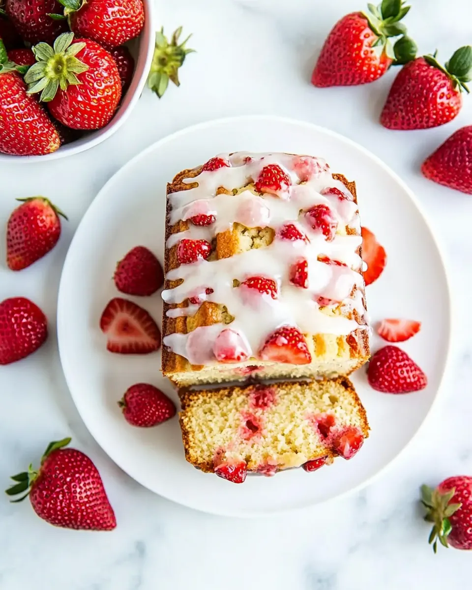 Strawberry Loaf with Buttermilk Glaze