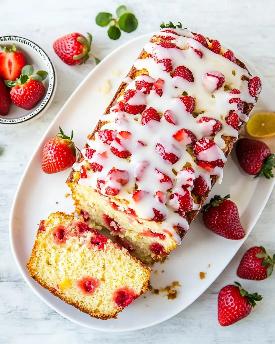 Strawberry Loaf with Buttermilk Glaze