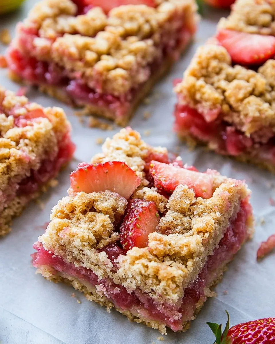 Strawberry Rhubarb Crumb Bars