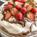 Strawberry Topped Chocolate Pavlova
