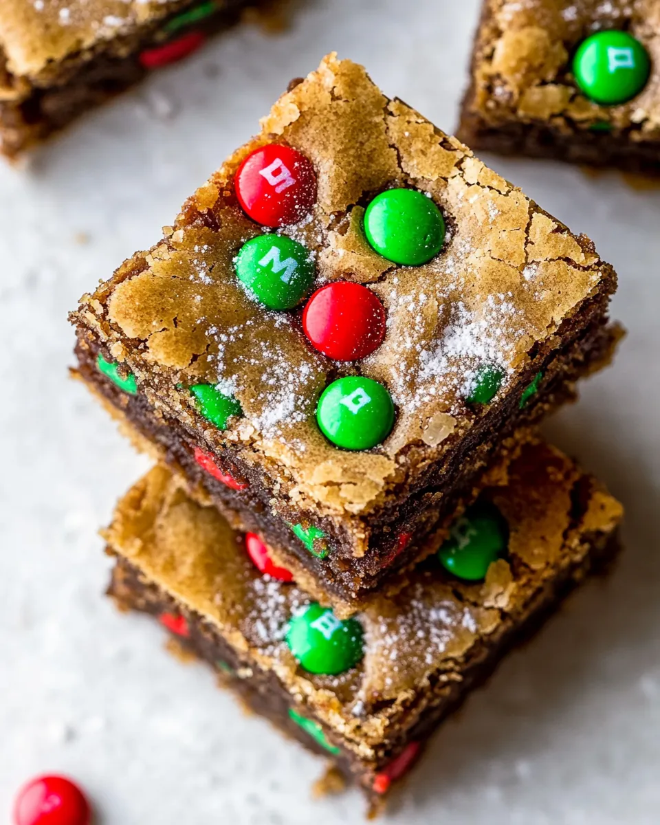 Super Easy Holiday M&M Blondies