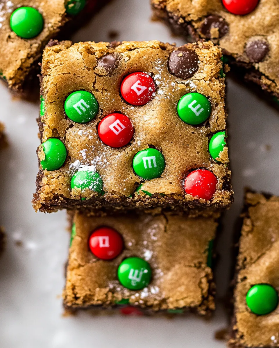 Super Easy Holiday M&M Blondies