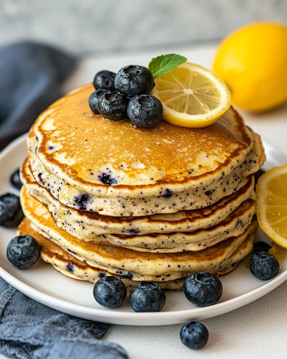 Fluffiest Lemon Blueberry Poppy Seed Pancakes