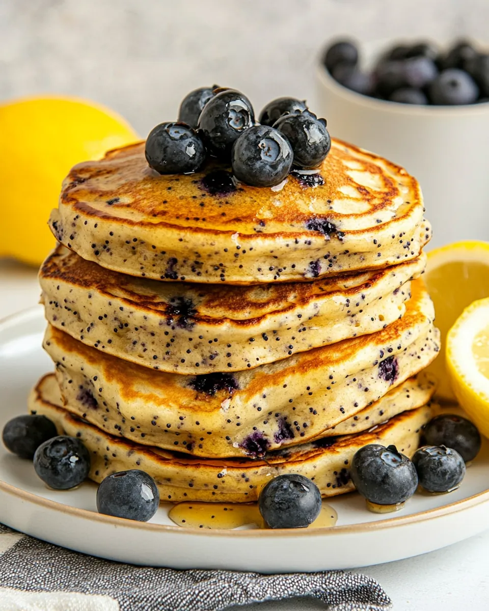Fluffiest Lemon Blueberry Poppy Seed Pancakes